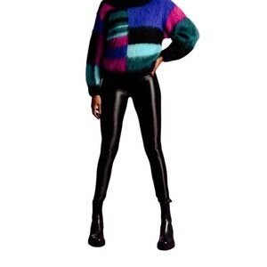 NWT‎ Molly Bracken FAUX LEATHER LEGGINGS in Black Size XS
